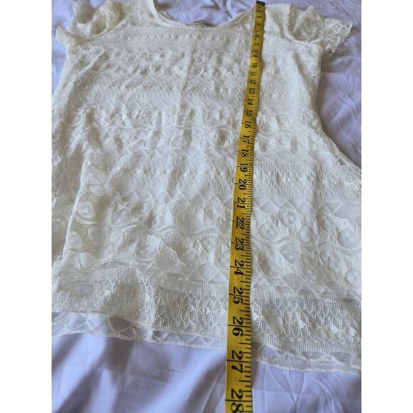 Eve & Maddie Womens Medium Y2k Babydoll Top Whimsy Fairy Boho Ivory Lace Peasant - Picture 9 of 9